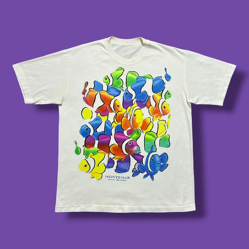 Vintage Fish Shirt Colorful Print Clownfish Graphic Tee 90s Philippines Medium
